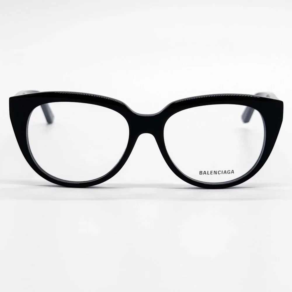NEW BALENCIAGA EYEGLASSES BB0131O 001 ROUND OVAL BLACK WOMEN EYEWEAR BALENCIAGA